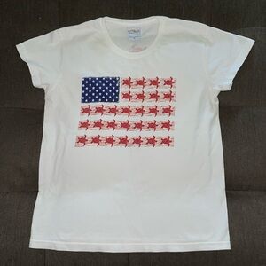 Women’s XS Crazy Shirts Tshirt US Flag w/ Turtles